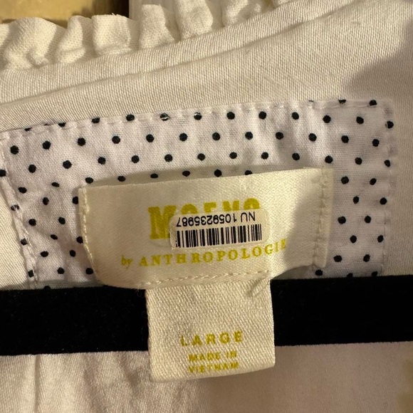 Maeve Anthropologie Puff-Sleeve Corset Linen Midi Dress - White Size Large - Picture 8 of 16